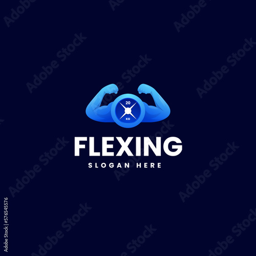 Vector Logo Illustration Flexing Gradient Colorful Style
