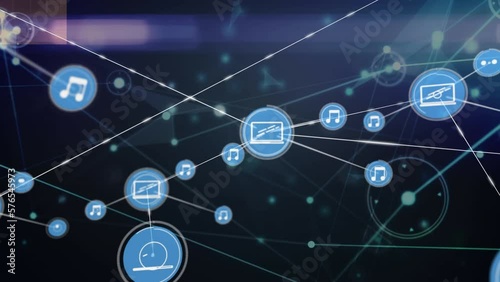 Wallpaper Mural Animation of network of connections and data processing Torontodigital.ca