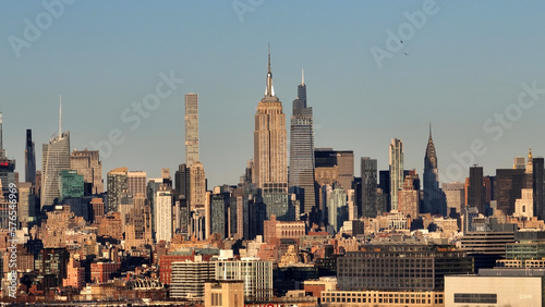 Skyline of Midtown Manhatten with Empire State building - aerial view - drone photography © 4kclips