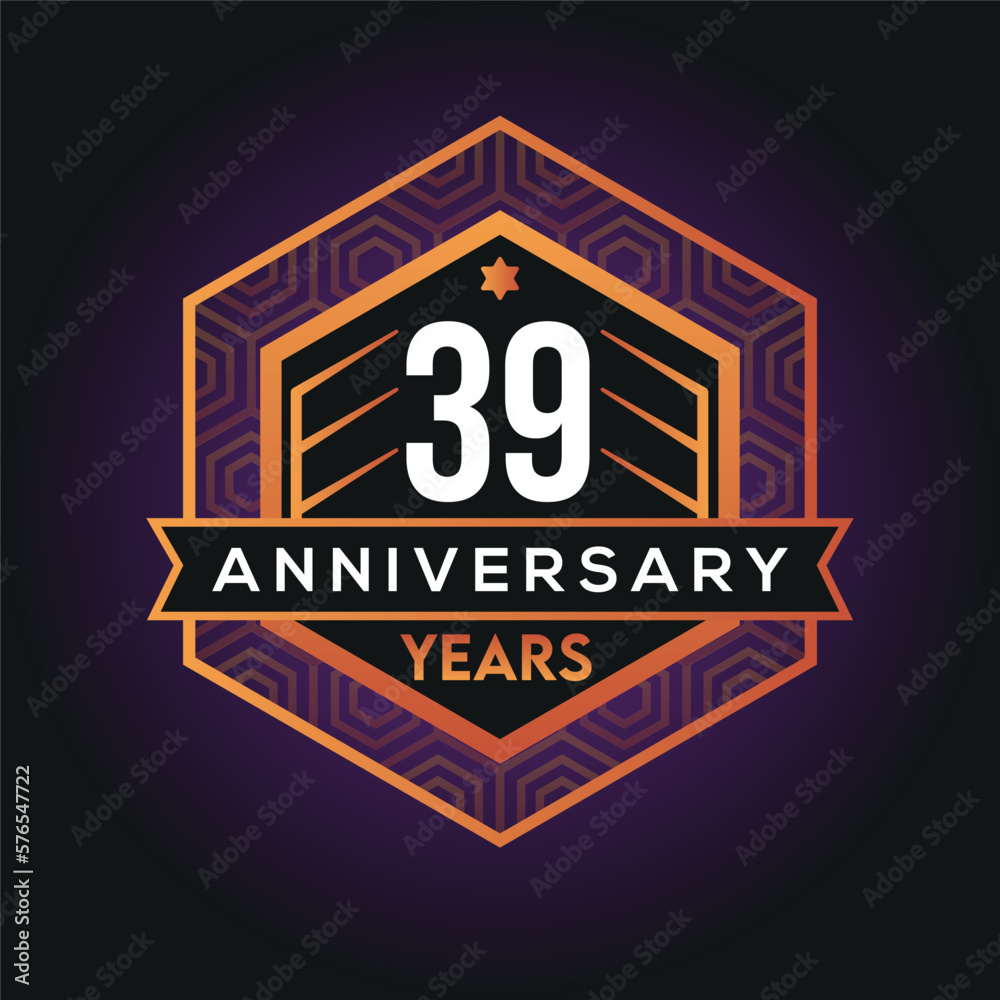 39th year anniversary celebration abstract logo design on vantage black background vector template 39th year anniversary celebration abstract logo design on vantage black background vector template