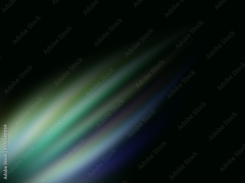 A black background with a green light and a white line. Graphic abstract pattern of glowing lines.