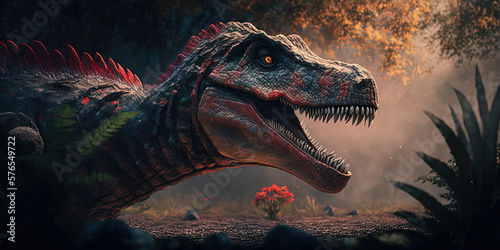 close up view of Spinosaurus. AI-Generated