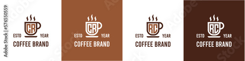 Letter CR and RC Coffee Logo, suitable for any business related to Coffee, Tea, or Other with CR or RC initials.