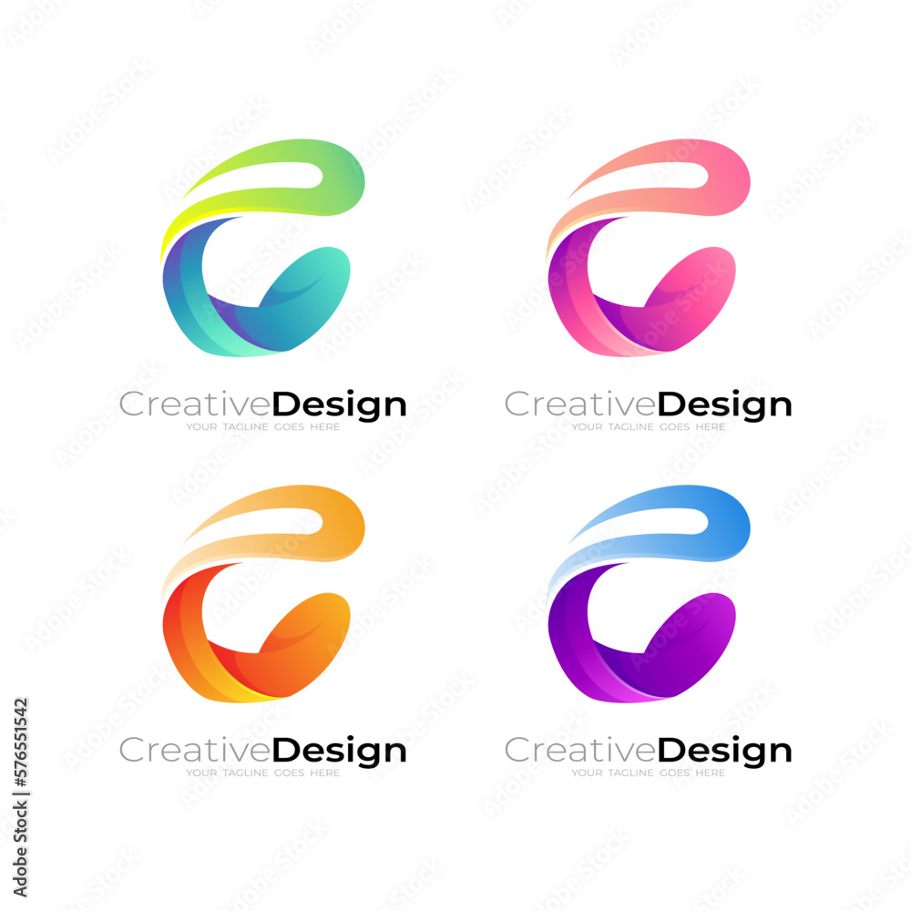 Set letter C logo and modern style, C logo vector, colorful icons Set letter C logo and modern style, C logo vector, colorful icons