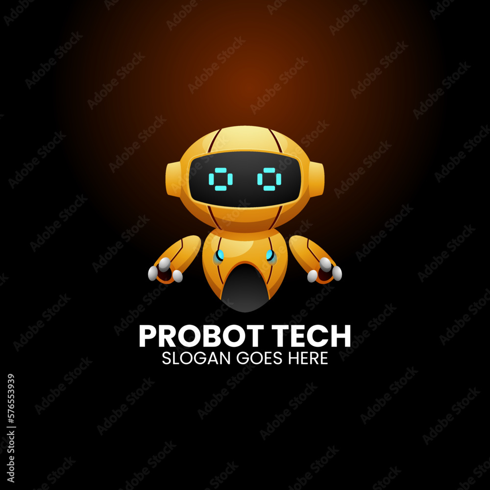 Obraz premium Vector Logo Illustration Robot Gradient Colorful Style