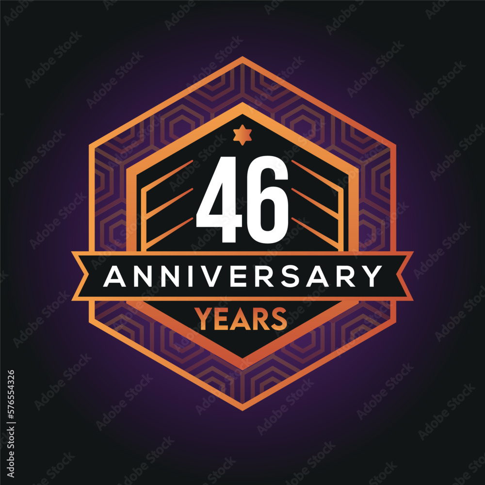 46th year anniversary celebration abstract logo design on vantage black background vector template 46th year anniversary celebration abstract logo design on vantage black background vector template