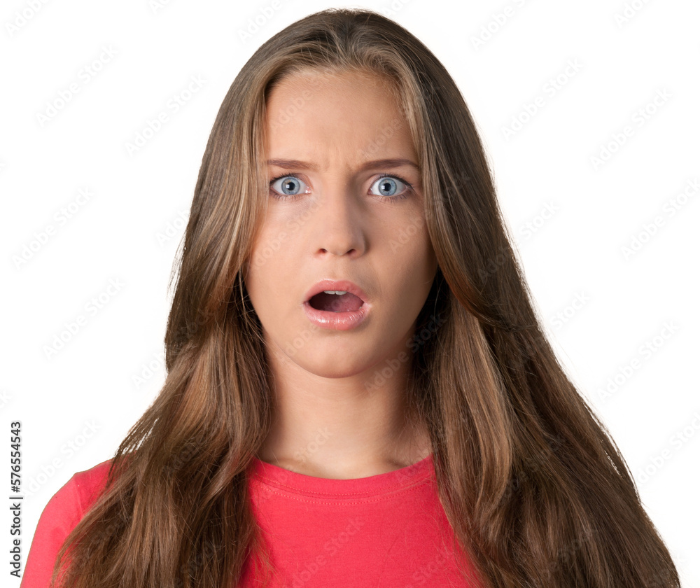 Portrait of a Surprised Young Woman Portrait of a Surprised Young Woman