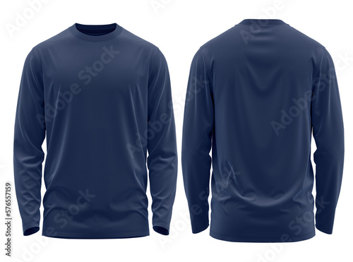 T-shirt long sleeve round neck casual fitted Navy