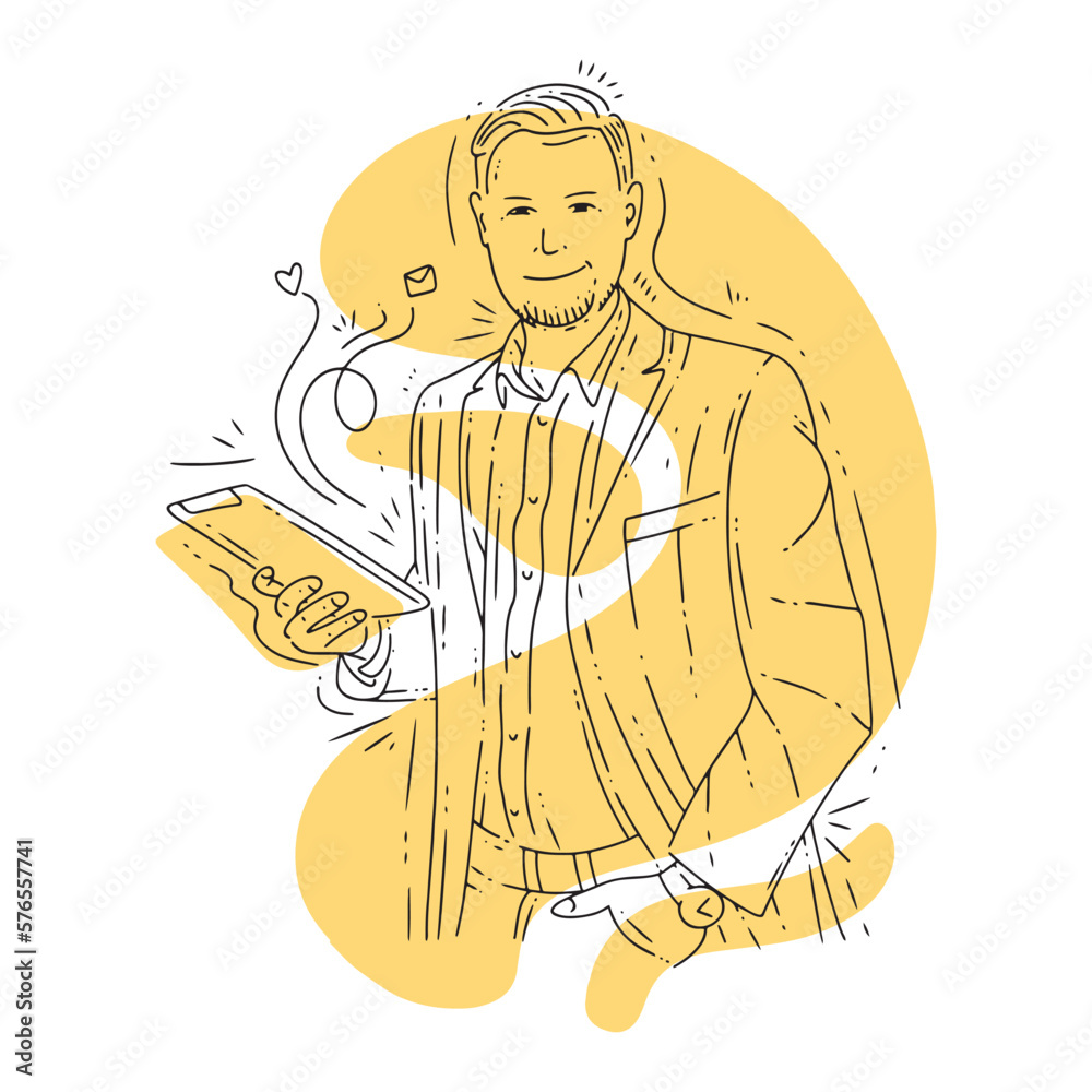 Fototapeta premium Hand-Drawn Illustration of a Successful Businessman