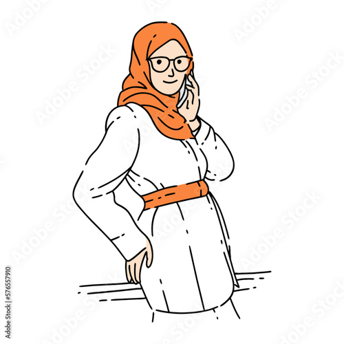 Hand-Drawn Illustration of Woman Posing for the Camera