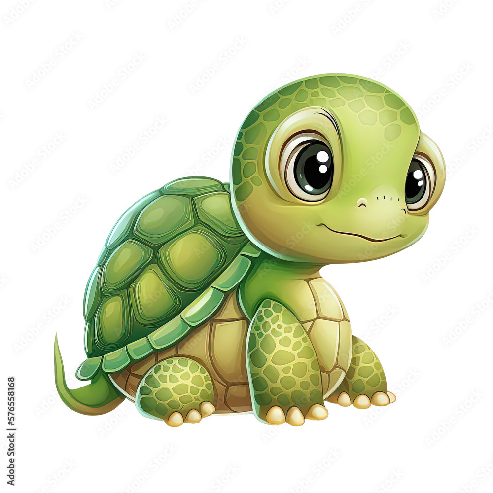 Fototapeta premium Cartoon Cute Turtle, Generated AI, Generated, AI