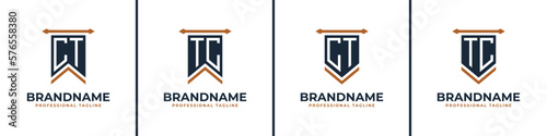Letter CT and TC Pennant Flag Logo Set, Represent Victory. Suitable for any business with CT or TC initials.