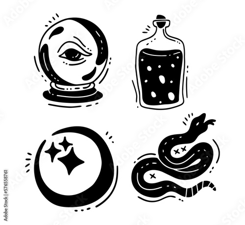 Set of hand-drawing Spooky Character Sketches