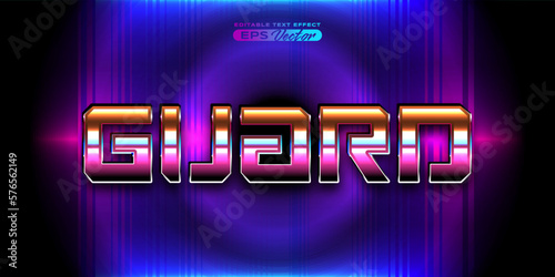 Retro editable text effect style guard futuristic 80s vibrant theme with experimental background, ideal for poster, flyer, social media post with give them the rad 1980s touch