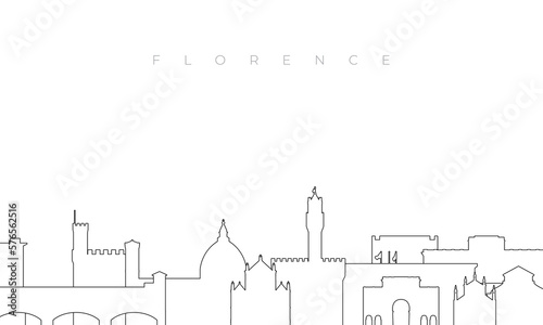 Outline Florence skyline. Trendy template with Florence buildings and landmarks in line style. Stock vector design.