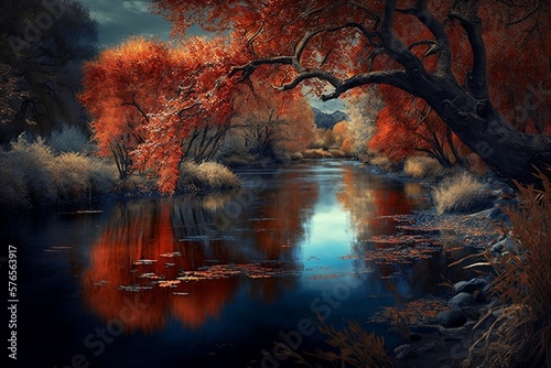 AUTUMN RIVER IN FOREST
