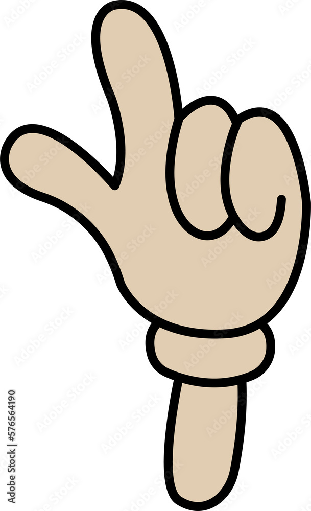 Retro cartoon hand gesture.  Finger count