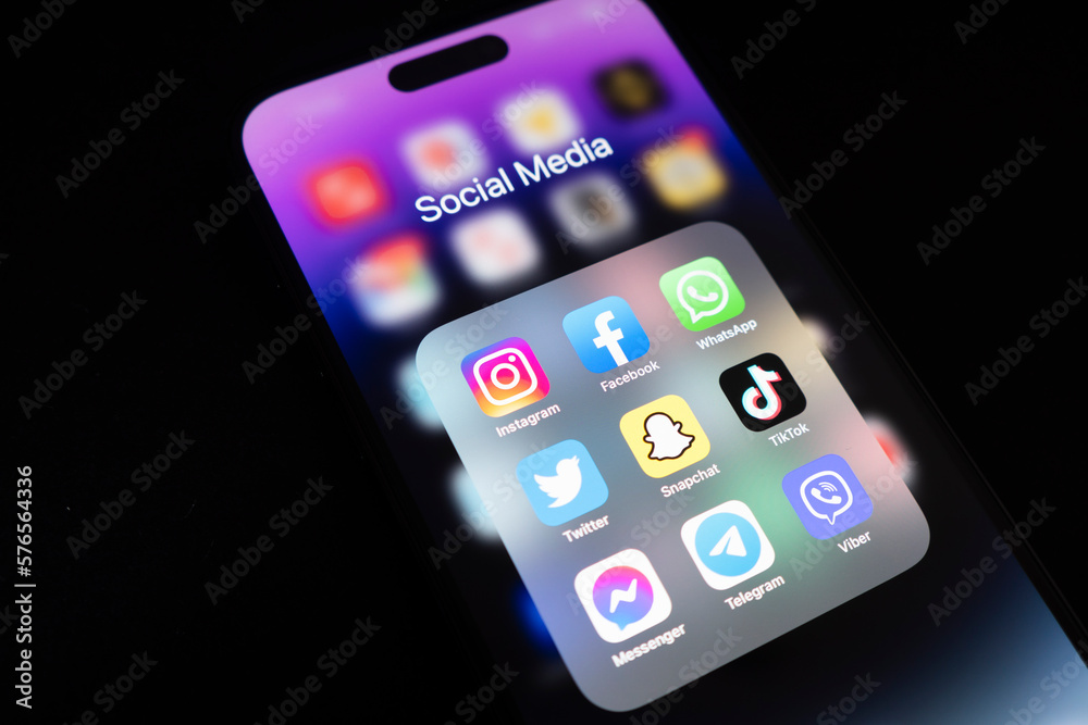 Yerevan, Armenia, February 28, 2023 Apple iPhone 14 Pro Max with icons