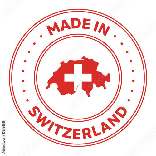 Made in switzerland label icon. rounded badge of the Made in switzerland. Made in switzerland. with switzerland flag. best for product of swiss. vector illustration