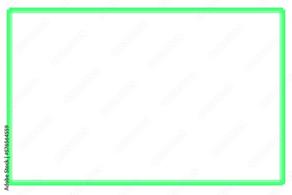 Obraz premium Rectangular green banner frames, borders, painted on transparent background. Png image.