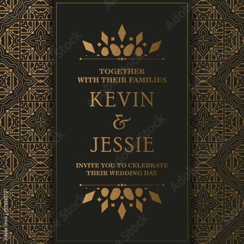 Elegant wedding invitation with pattern motif