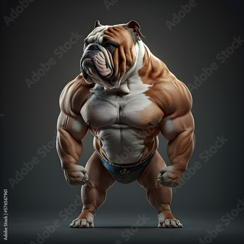 Bull dog muscular body