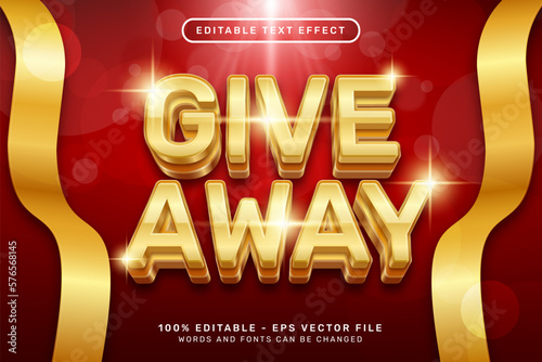 give away 3d text effect and editable text effect with ribbon illustration