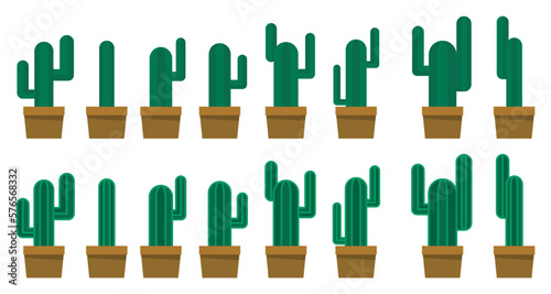 set simple flat design cactus on pot for ornament design vector illustrations EPS10