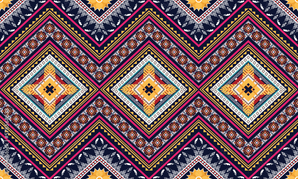 Geometric ethnic flower pattern for background,fabric,wrapping,clothing,wallpaper,Batik,carpet,embroidery style.