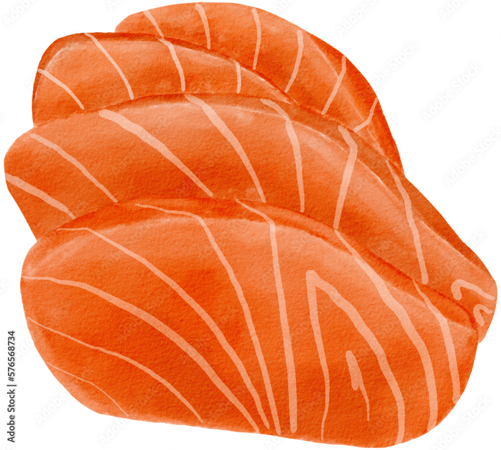salmon sashimi watercolor hand-drawing PNG salmon sashimi watercolor hand-drawing PNG