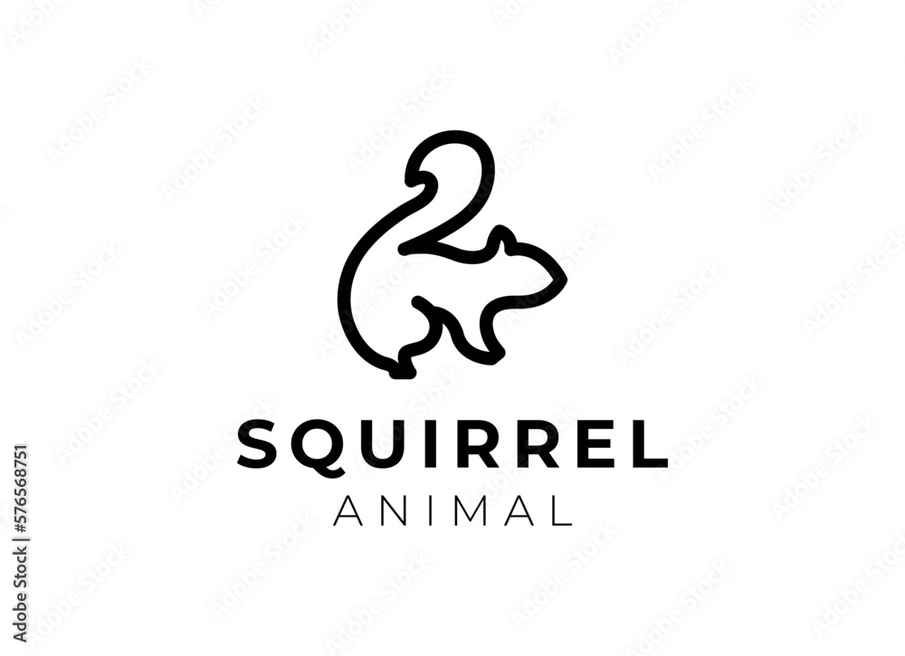 Creative Squirrel Logo. Simple squirrel logo design template.