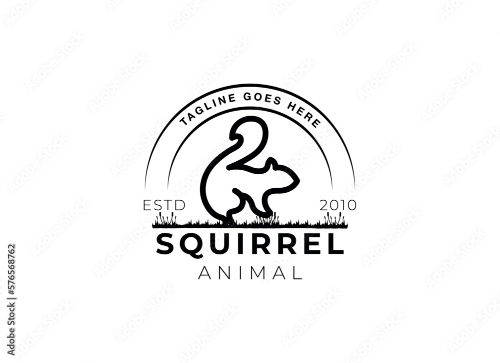 Creative Squirrel Logo. Simple squirrel logo design template.