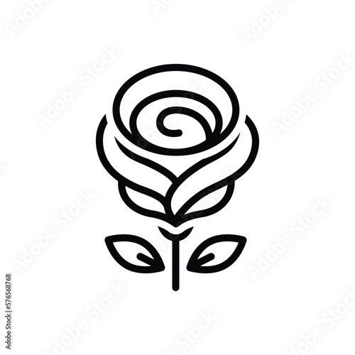 Black line icon for rose