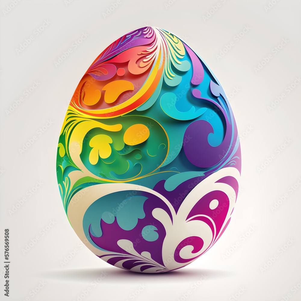 Singe Easter Egg with Colorful Pattern - Generative AI Singe Easter Egg with Colorful Pattern - Generative AI