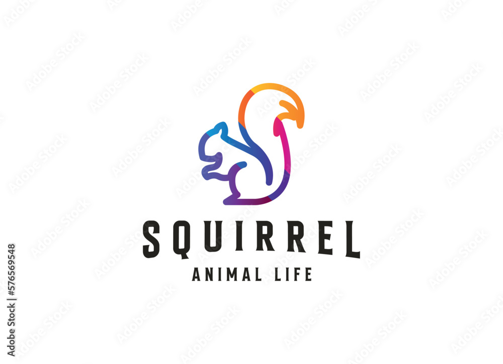 Fototapeta premium Creative Squirrel Logo. Simple squirrel logo design template.