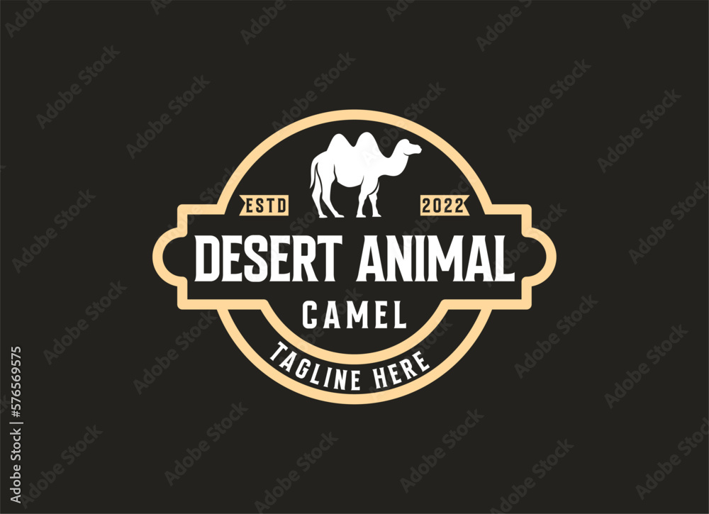 Fototapeta premium Arabian Camel Logo with badge and emblem design. Camel vector logo