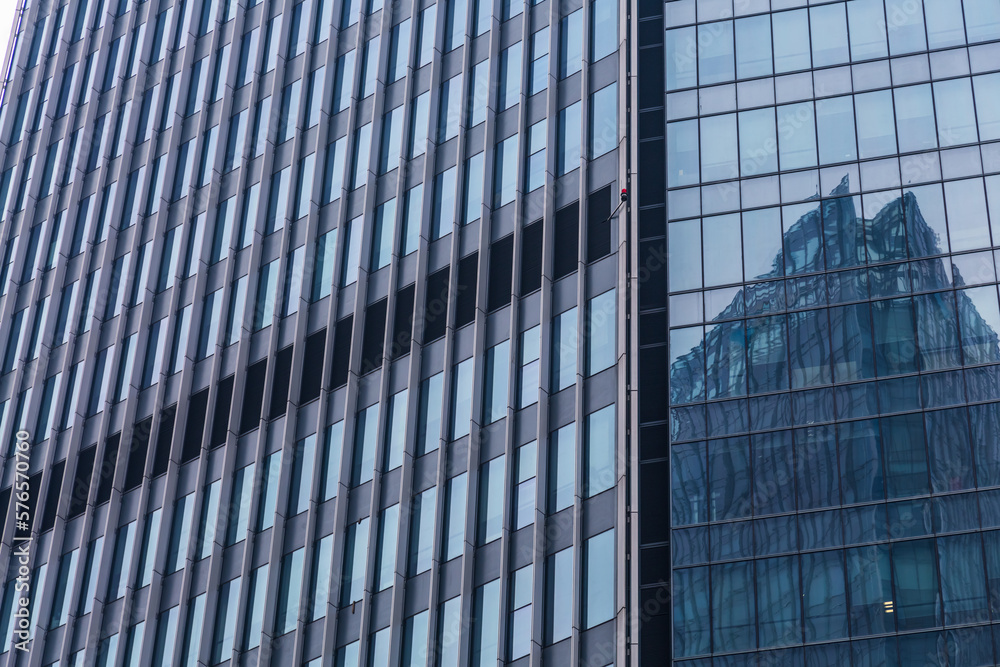 Abstract building. blue glass wall of skyscraper.