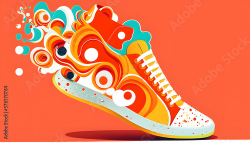 illustration of a colorful sneaker, concept of running sport photo