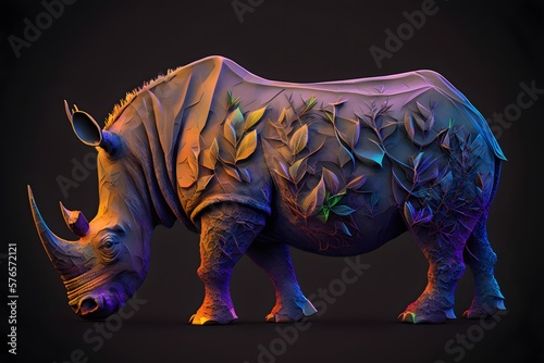 colorful rhinoceros created using AI Generative Technology