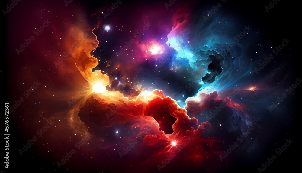 a stunning nebula in space, with bright and vibrant colors dominating the scene, surrounded by a dark and infinite space background, which further accentuates the colors and details of the nebula. a stunning nebula in space, with bright and vibrant colors dominating the scene, surrounded by a dark and infinite space background, which further accentuates the colors and details of the nebula.