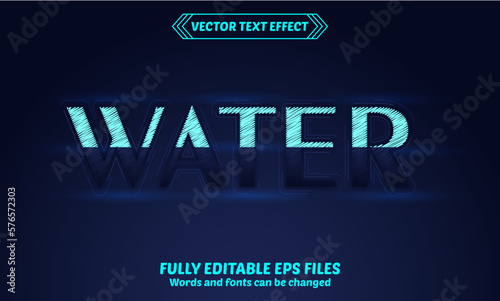 Water 3d vector creative editable text effect


