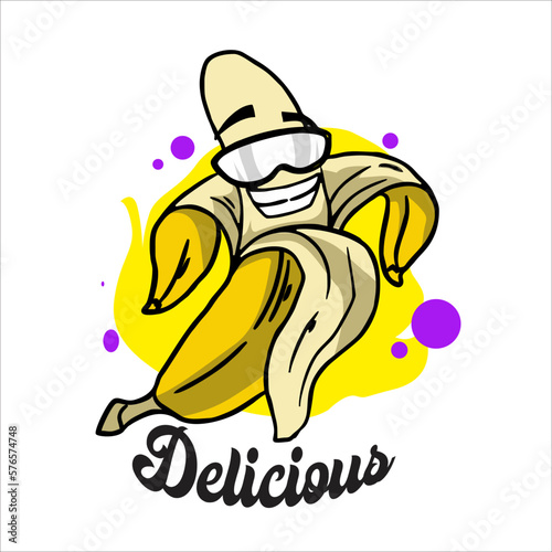 Banana Funny Mascot Vector Illustration , cute, icon,  background for poster design on white background eps10