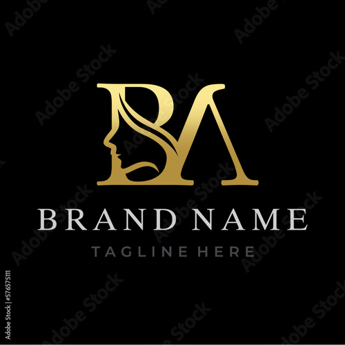 Letter BA Beauty Face Initial Logo Design