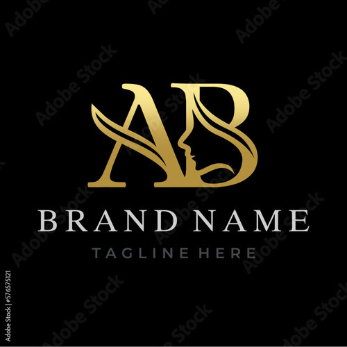 Letter AB Beauty Face Initial Logo Design