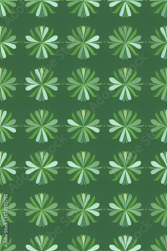 Vector Style Olive Green Clover Leaf Patterns Flat Design On A Plain Green Color Background, created with generative ai technology