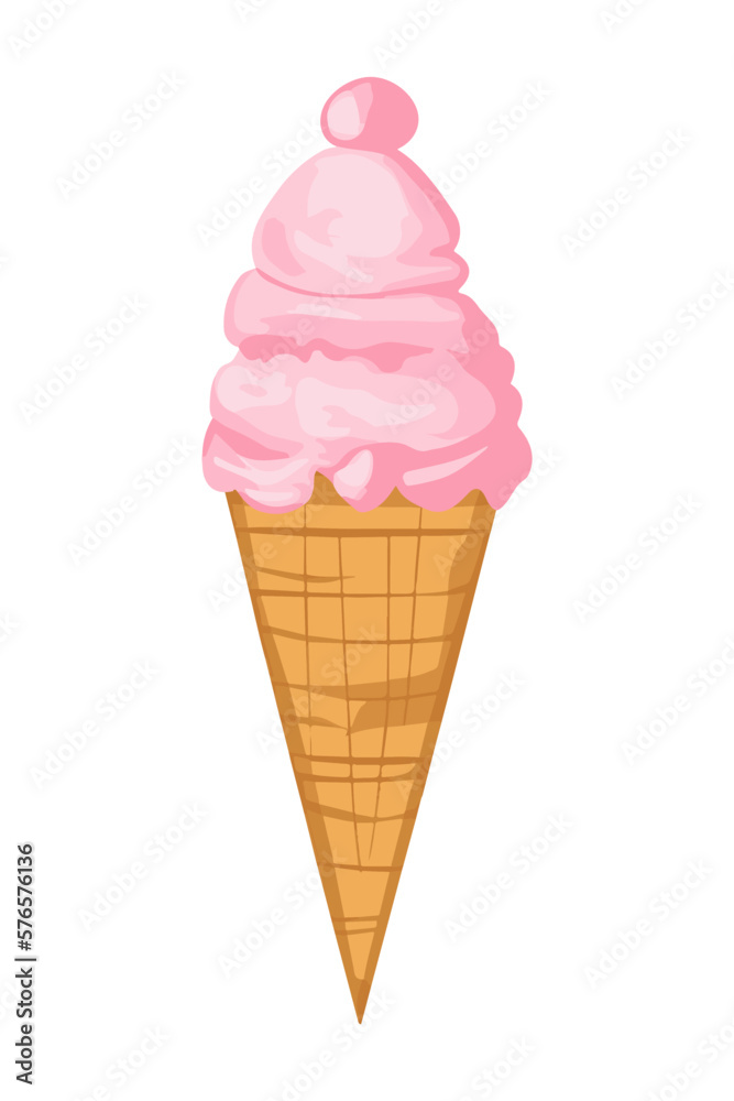 cute ice cream in waffle cone cartoon style cute ice cream in waffle cone cartoon style