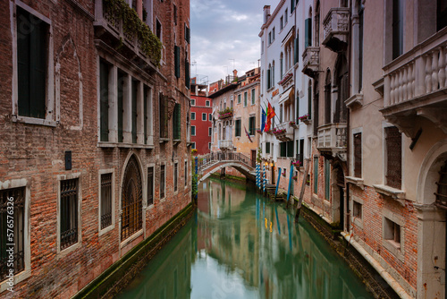Canals of Venice city with traditional colorful architecture  Italy