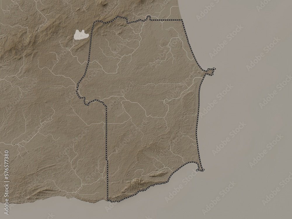 Fototapeta premium Rio Claro Mayaro, Trinidad and Tobago. Sepia. No legend