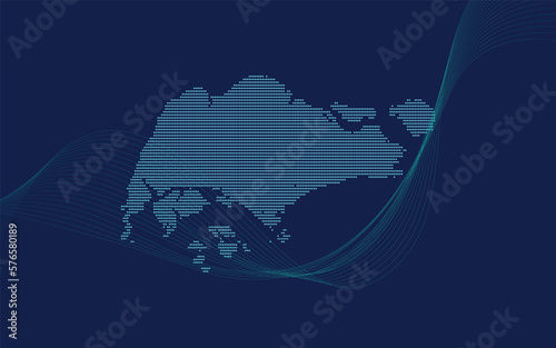Blue Background Siingapore Dots Map