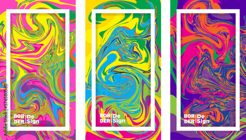 Vector colorful liquid abstract background border pattern Abstract liquid shape. Fluid geometric design. Isolated gradient waves with abstract line. Vector illustration.